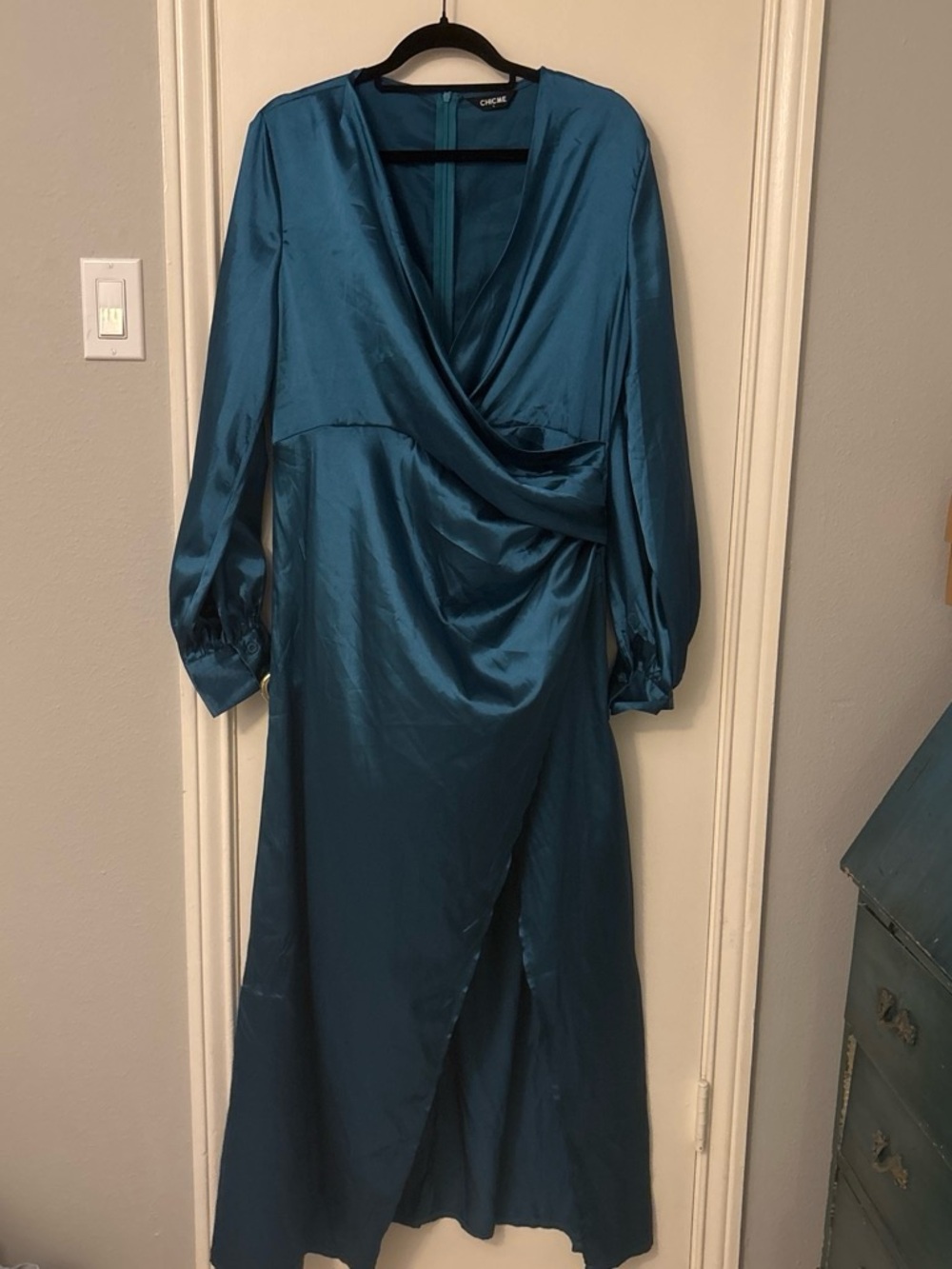 ChicMs Teal Long Sleeve Faux Wrap Dress - never worn!!